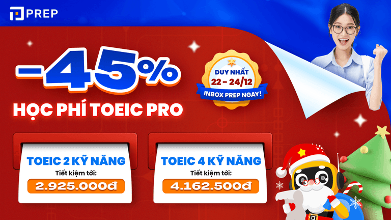 banner ưu đãi giảm 45% học phí lộ trình TOEIC PRO